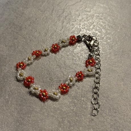 2505BR0088/ beads flower bracelet（Red）