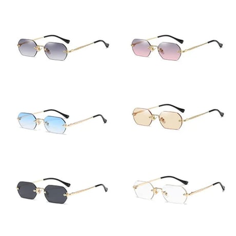 【 Select 】Gothic Rimless Sunglasses (Gold/Grey)