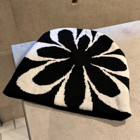 2511HW0115(S) /  Flower Knit beanie Cap（Black/White）