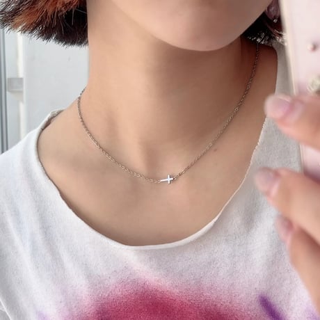 2606NC0397 / Horizontal cross Necklace（Silver）