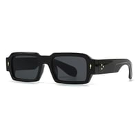 【 Select 】Vintage Square Rivets Sunglasses (Black/Grey）