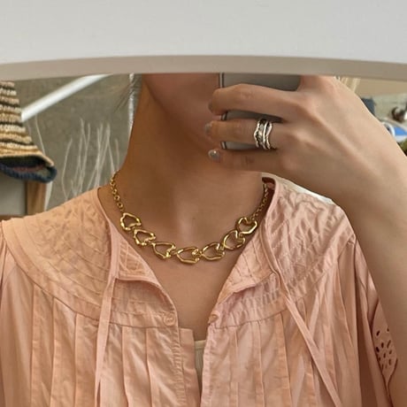 2508NC0356 / Heart motif Connect Necklace（Gold）