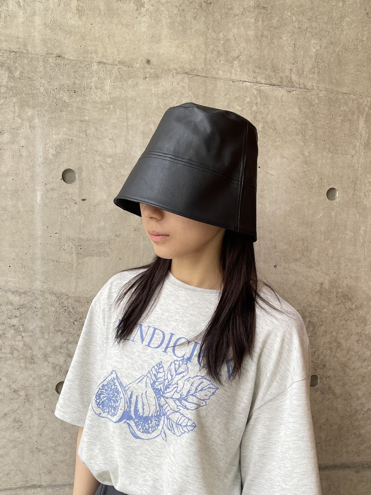 23SSHW0013 / Fake leather Bucket hat（Black）