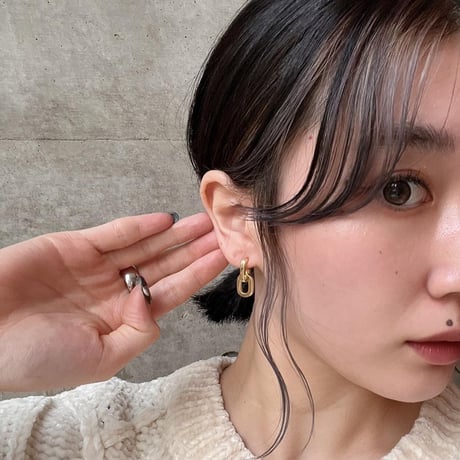 Oval Double Link Geometric Pierce（Gold）/ 2110_PR0313