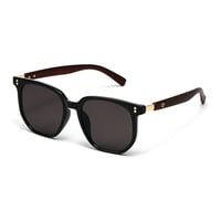 【 Select 】Metal Artificial Wood Vintage Sunglasses (Black / Smoke )