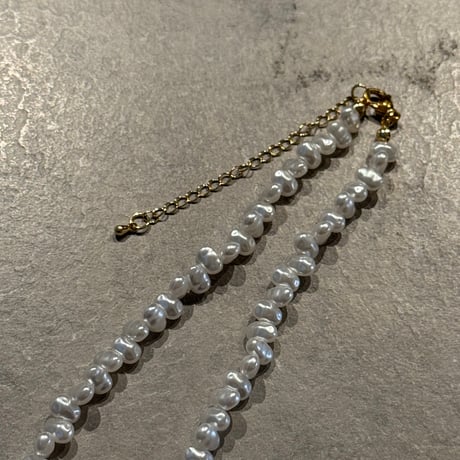2504NC0337 /  simple stone pearl necklace（Pearl)