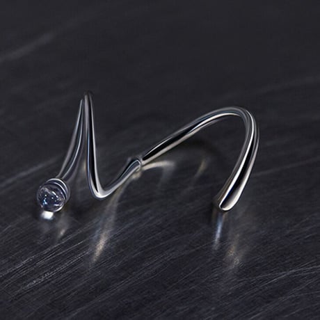 Twisted Rhinestone Adjustable Opening ring （Silver） /  2107-RG120