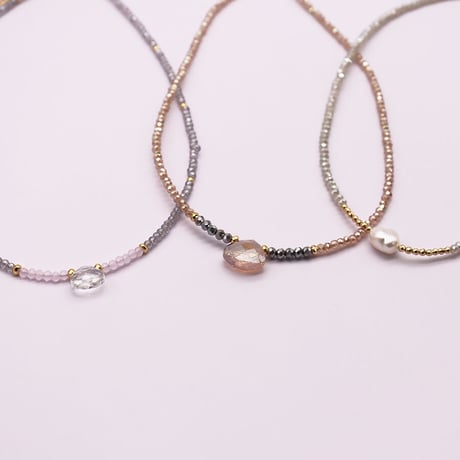 Small crystal beads Choker Necklace（#02）  /  2106-NC058