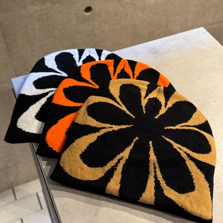 2511HW0115(S) /  Flower Knit beanie Cap（Black/Orange）