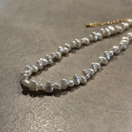 2504NC0337 /  simple stone pearl necklace（Pearl)