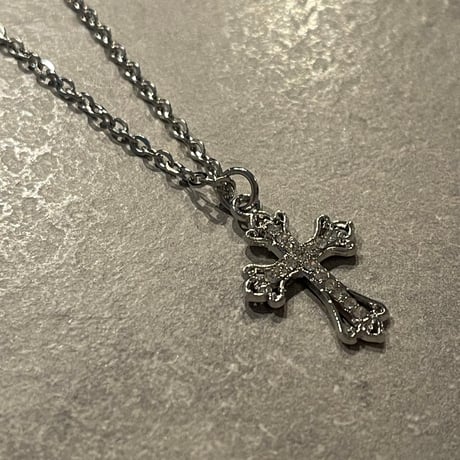 2510NC0369 / Stone cross charm Necklace（Silver）