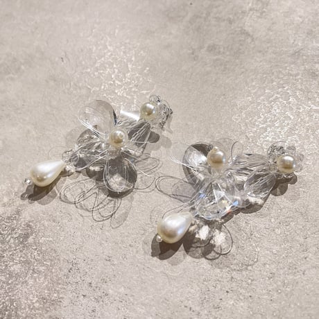 Clear flower drop pearl pierce（Clear）/ 2210_PR0514