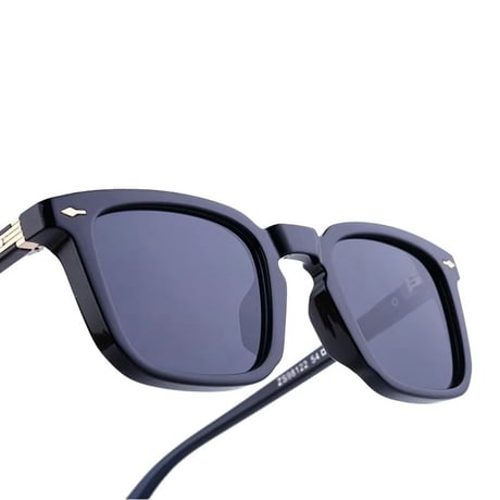 【 Select 】Vintage Rivets Square New Style Sunglasses (Matt Black/Grey)