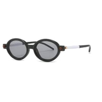 【 Select 】 Oval Double Color Vintage Sunglasses (Black White)