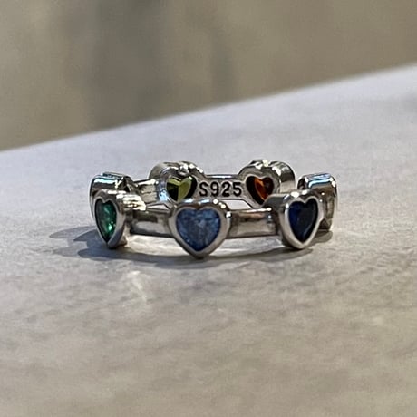 2504RG0618 / Heart motif colorful stone ring（Silver）