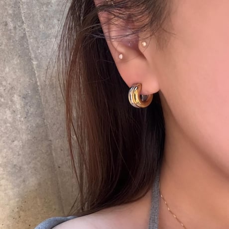 2501PR0740 / Bi-color hoop pierce（Silver/Gold）