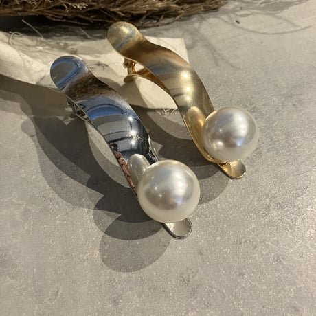Big pearl curve Hair clip（Gold）/ HA-084