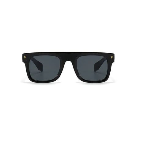 【 Select 】Vintage Retro Rivets Square Design Sunglasses (Black)
