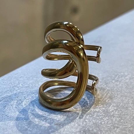 2509RG0680/ Long Line Wave Ring（Gold）