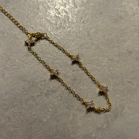 2512BR0115 / Stone Flower chain bracelet（Gold）