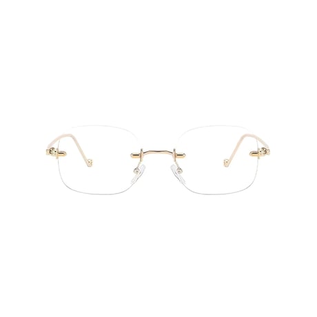 【 Select 】Metal Flame Rimless Oval Sunglasses (Gold/Clear)