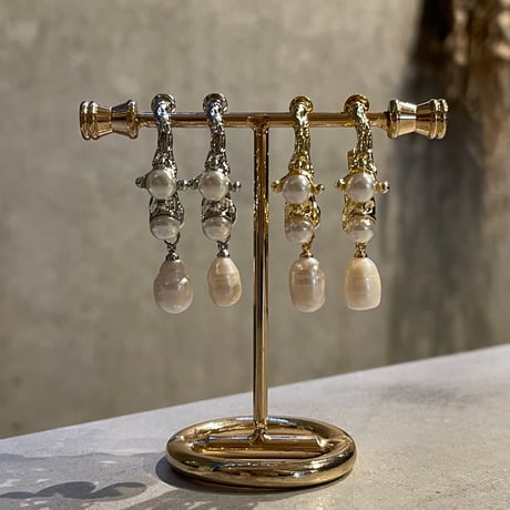 2411PR0733 / Craft hoop pearl Pierce（Gold）