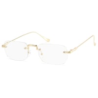 【 Select 】Metal Flame Rimless Squarer Sunglasses #1 (Gold/Clear)