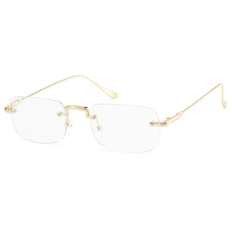 【 Select 】Metal Flame Rimless Squarer Sunglasses #1 (Gold/Clear)