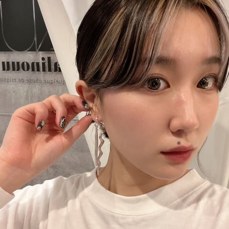 Metal Wave Geometry Line Pierce（Silver） / 2109_PR0271