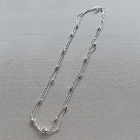 2604NC0386 / Beans layered chain Necklace（Silver）