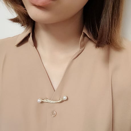 Vintage Rope Pearl Brooch（GOLD） / OT-003