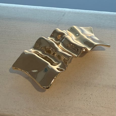 2604HA0086(S)/ Square crumpled metal barrette（Gold）