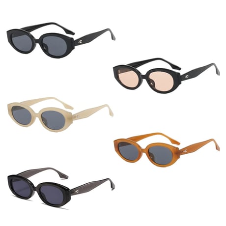 【 Select 】Vintage Retro Oval Design Sunglasses (Clear Charcoal/Grey)