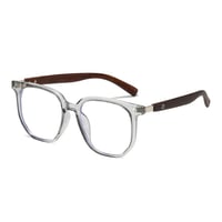 【 Select 】 Metal Artificial Wood Vintage Sunglasses （Grey/Clear )
