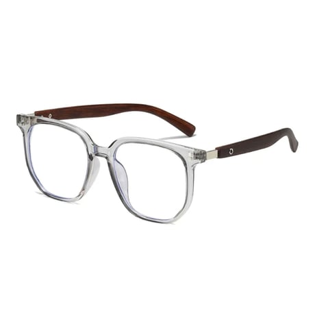 【 Select 】 Metal Artificial Wood Vintage Sunglasses （Grey/Clear )