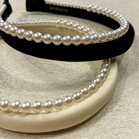 2409HA0079 / Doublu line Pearl headband（Ivory）