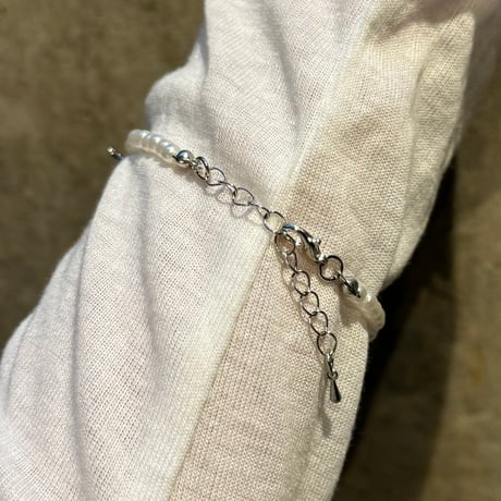 2408BR0057 ／ beads ribbon bracelet（Pearl）