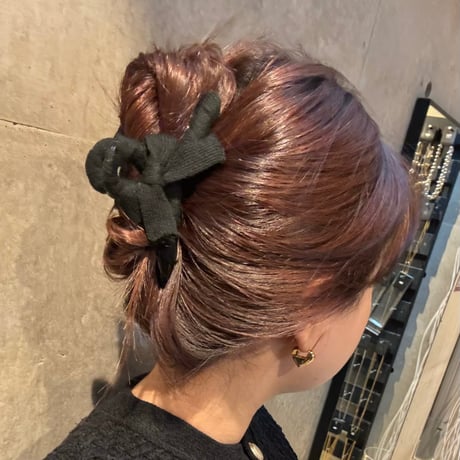 2412HA0055 / Knit ribbon Hair Clip （Black)