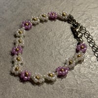 2505BR0088/ beads flower bracelet（Pink purple）