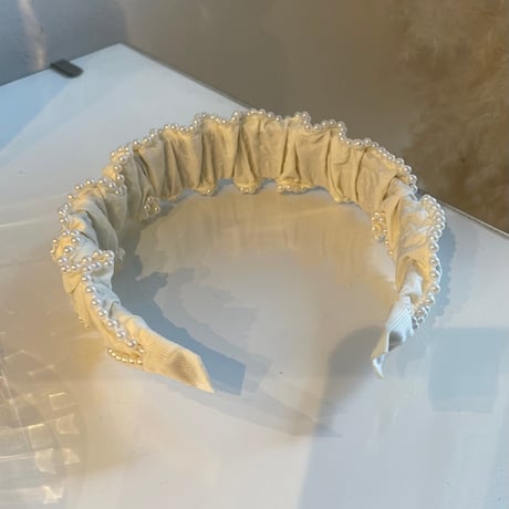 2311HA0039 / Wave pearl line headband (White)