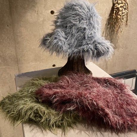 2411HW0062(S)/ Color shaggy knit Hat（Wine）