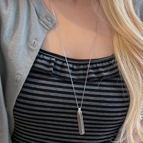 2509NC0360 / Fringe charm Long Necklace（Silver）