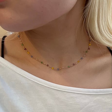 2604NC0383  /  Color beads Necklace（Gold）