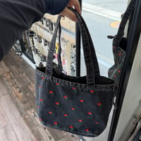 2507BG036(S)/  Flower denim  Bag (Black)