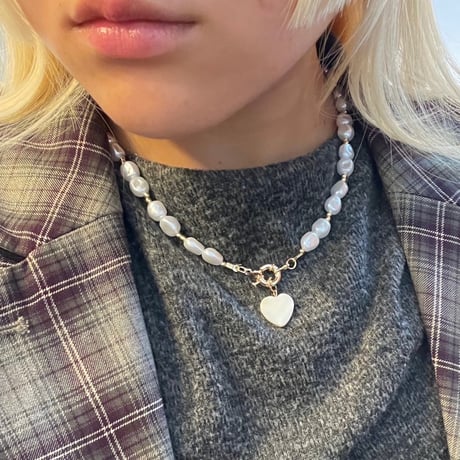 2411NC0268 / Shell heart pearl Necklace（Pearl）