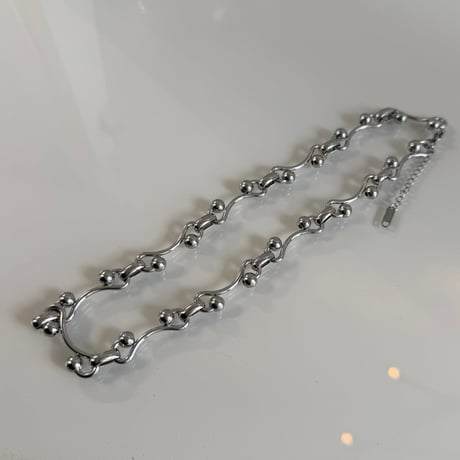 2603NC0381 / Ball curve chain Necklace（Silver）