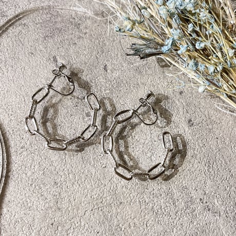 Metal Splice chain Earring（Silver）/ 2205_ER0114