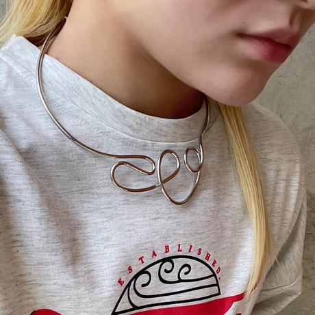 2310NC0207 / Bib Collar curve Metal Chokers（silver）