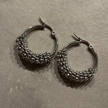2503PR0761 / Half line design hoop Pierce #02（Silver）