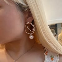 2507PR0793 / Double ring pearl pierce（Silver）